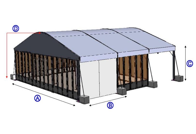 Dimensioni della tenda a parete di vetro