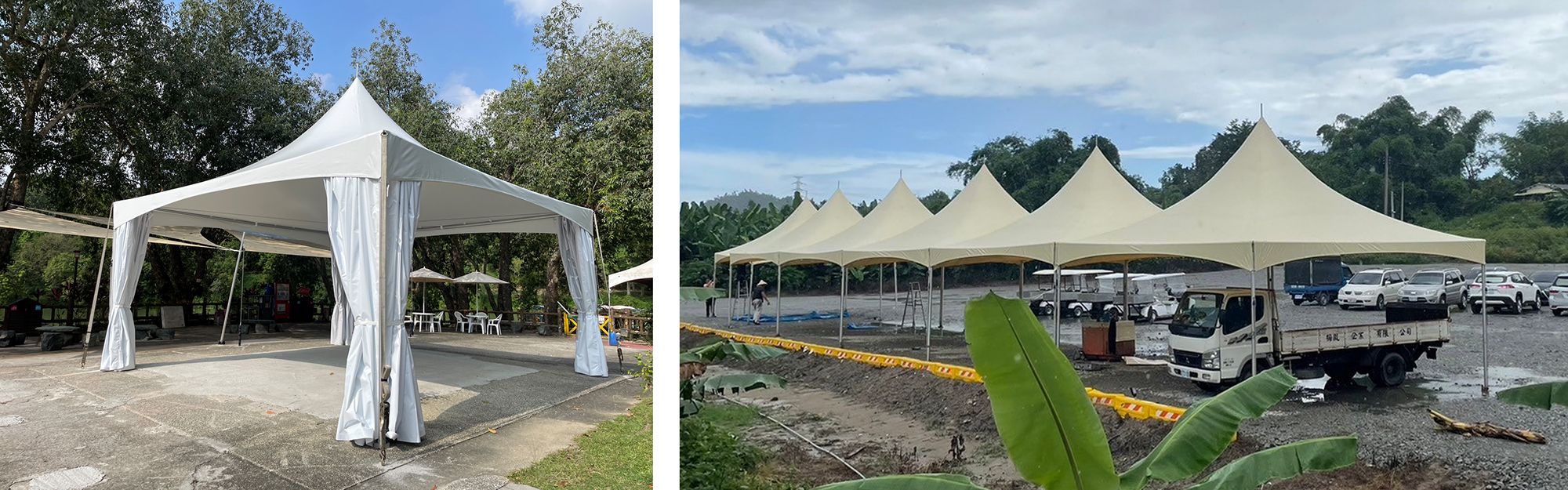 Wen's Phoenix Cross Cable Tents successfully withstood Typhoon Gaemi's Level 10 strong winds.