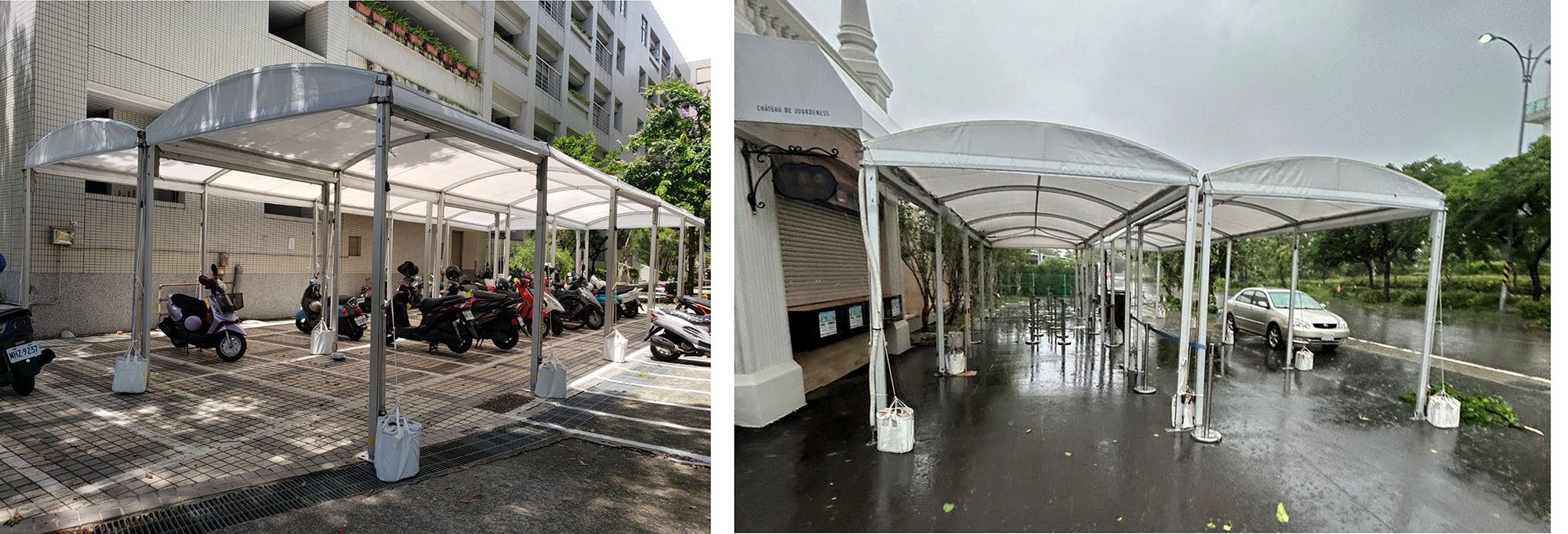 Wen's Phoenix Corridor Tents successfully withstood Typhoon Gaemi's Level 9 strong winds.